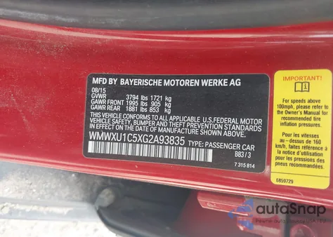 2016 Mini Hardtop Cooper из США, поврежденный, VIN WMWXU1C5XG2A93835